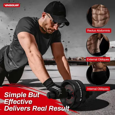 Demonstrates which specific muscle groups the ab roller targets, helping shoppers understand the anatomical benefits and workout effectiveness of the product. Highlights the product's ability to…