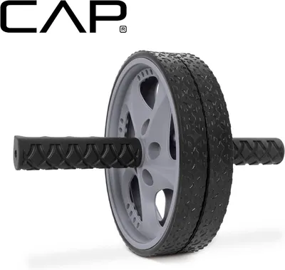 Provides a clean, catalog-style view of the ab wheel product showing its dual-wheel design, textured handles, and overall construction to help shoppers understand what they're purchasing.