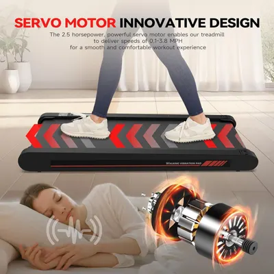 Highlights the innovative servo motor technology inside the treadmill, emphasizing its 2.5 horsepower power and ability to deliver smooth, comfortable workout speeds. Communicates the key benefit of…