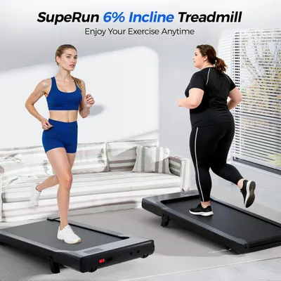 Highlights the treadmill's 6% incline capability to communicate enhanced workout intensity and versatility for users of all fitness levels.