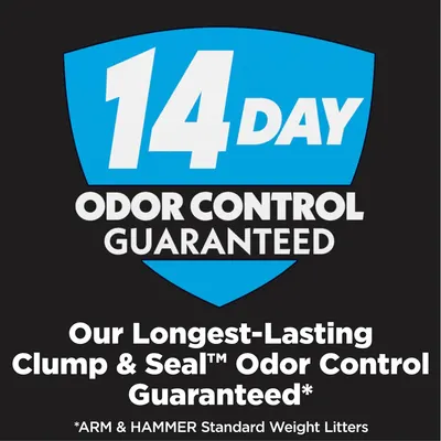 Communicates the product's performance claim of 14-day odor control to reassure shoppers about long-lasting effectiveness and reduced maintenance frequency. Highlights the primary benefit of…