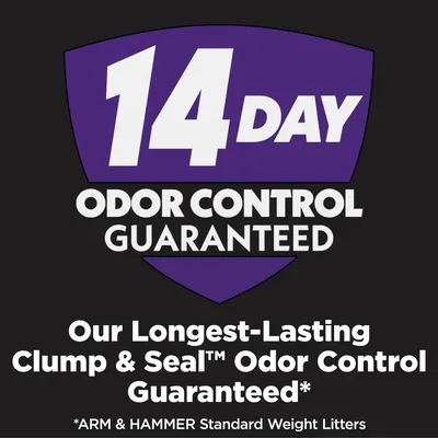 Communicates the product's superior performance claim of 14-day odor control to reassure shoppers of long-lasting effectiveness and value. Highlights the key benefit of extended odor control…