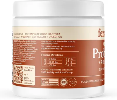 Communicates multiple key benefits and features of the probiotic supplement including bacterial count, strain variety, health benefits, manufacturing quality, and dietary certifications to build…