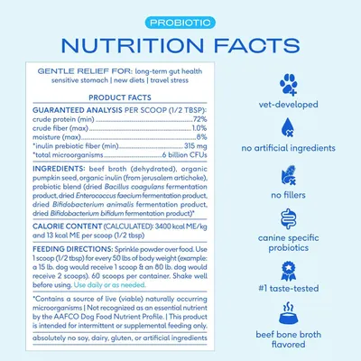 Communicates multiple key selling benefits and differentiators of the probiotic product through a segmented layout with icons and text, building trust and highlighting product quality.