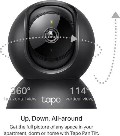 Communicates the camera's wide-angle coverage capabilities with specific degree measurements to reassure shoppers they can monitor large areas comprehensively. Highlights the camera's ability to…