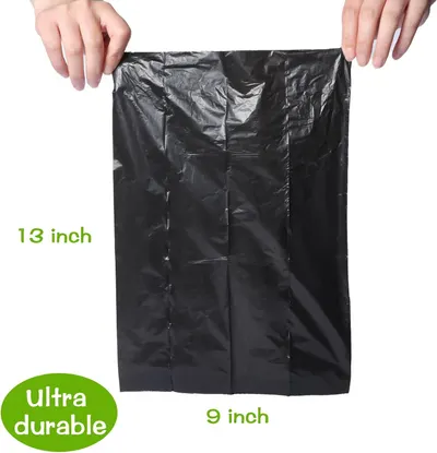 Communicates the exact physical dimensions of the product (a black bag/mailer) to help shoppers understand its size and capacity for their needs. Highlights the product's durability as a key…