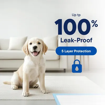 Communicates the product's superior leak-proof performance with a bold quantifiable claim (100%) to reassure pet owners that the product will effectively protect their floors and furniture.…