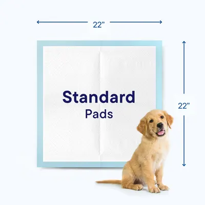 Communicates the exact physical size of the pet pad to help shoppers determine if it fits their space and pet needs.