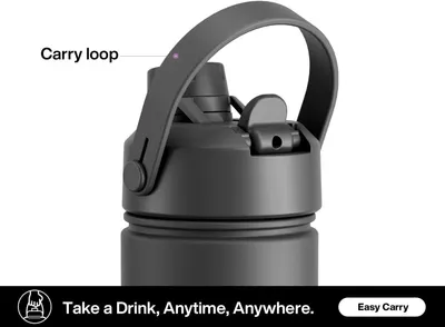 Highlights the carry loop feature to show shoppers the product is designed for easy portability and on-the-go convenience. Communicates the product's portability benefit with the tagline 'Take a…