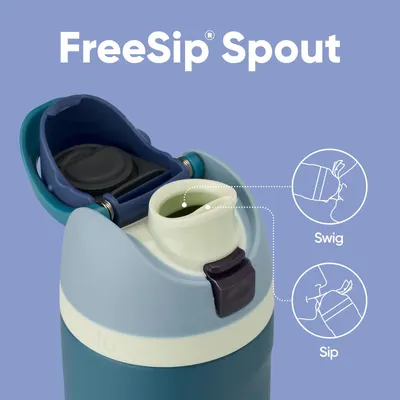 Highlights the dual-functionality spout design, showing shoppers how the product allows both swigging and sipping modes for versatile drinking options. Communicates the key benefit of versatile…
