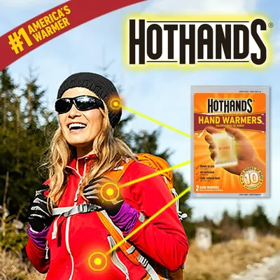 Demonstrates the product's use case for outdoor winter activities, showing how the hand warmers keep hands warm during cold-weather sports and recreation. Highlights the core benefit of providing…
