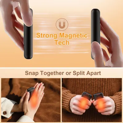 Highlights the product's magnetic connection feature, demonstrating how the two pieces easily snap together or separate for convenient use and portability.