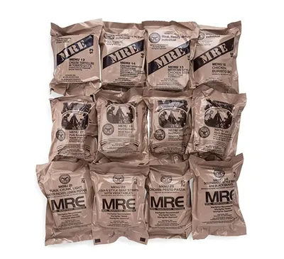Shows the customer all the different meal options and variety included in the MRE bundle, demonstrating the range of menu choices they will receive.