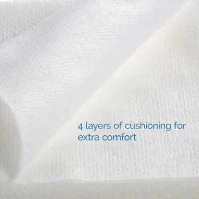 Communicates that the product features 4 layers of cushioning to provide extra comfort, reassuring shoppers about the product's superior comfort level.
