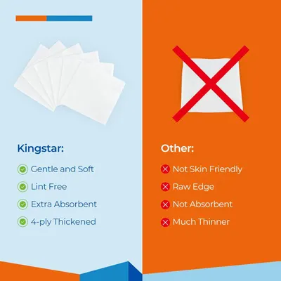Demonstrates the superiority of Kingstar brand over generic competitors by highlighting multiple product advantages including softness, lint-free quality, absorbency, and thickness.