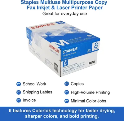 Demonstrates the versatility of the printer paper by showing six different use cases where the product is effective, reassuring shoppers that it meets diverse everyday printing needs. Highlights the…