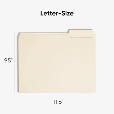 Communicates the exact physical dimensions of the file folder (9.5 inches by 11.6 inches) to help shoppers understand if it fits their storage needs and is compatible with letter-size documents.
