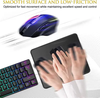 Communicates that the mouse pad surface is optimized for fast, smooth mouse movement with excellent speed and control, appealing to gamers and users who need precision.