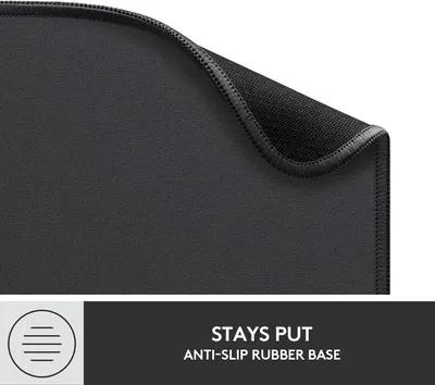 Highlights the product's physical construction details—the stitched edge for durability and the anti-slip rubber base for stability—to reassure shoppers of quality and functionality.