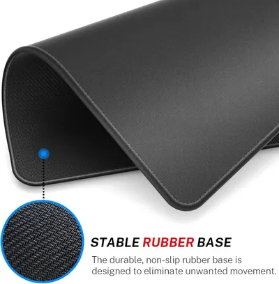 Highlights the product's non-slip rubber base construction to reassure shoppers that the mat will stay securely in place during use. Communicates the stability benefit of the rubber base to prevent…