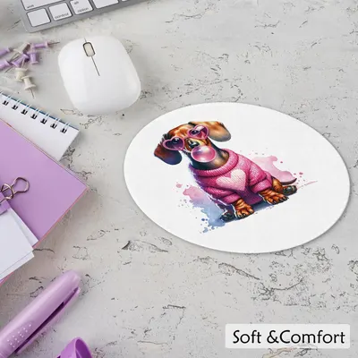 Communicates the soft and comfortable nature of the product, likely a mouse pad, through lifestyle staging and a clear text callout that emphasizes comfort as the primary benefit.