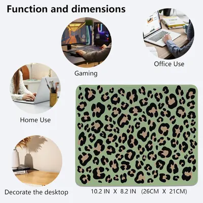 Demonstrates the multiple use cases and environments where the mouse pad can be used, from gaming setups to office work to home use and decorative purposes. Shows the exact physical dimensions of…