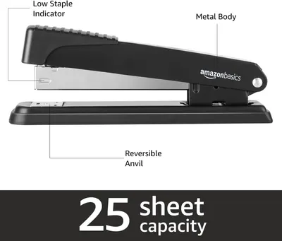 Highlights the key physical components and structural features of the stapler to help shoppers understand its construction and functional design elements. Communicates the stapler's performance…