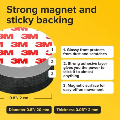 This image breaks down the three-layer construction of the magnetic product to show shoppers exactly what each layer does—protection, adhesion, and magnetic functionality—building confidence in the…
