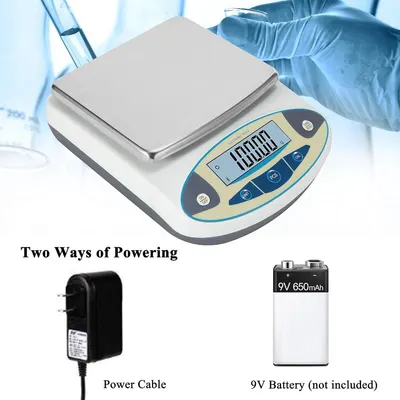 Communicates the convenience and flexibility of powering the scale via either AC adapter or 9V battery, reassuring shoppers of versatile usage options.