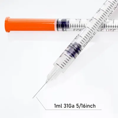 Communicates the precise technical specifications of the syringe (1ml capacity, 31 gauge needle, 5/16 inch length) to help medical professionals or consumers select the correct product for their…