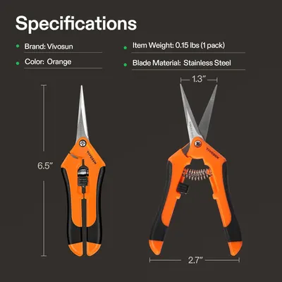 Communicates the exact physical measurements of the product (6.5 inches length, 2.7 inches width, 1.3 inches blade width) to help shoppers understand the size and scale of the scissors.