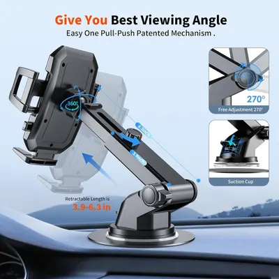 Breaks down the physical components and adjustment mechanisms of the phone mount to show shoppers how the product's parts work together to provide flexible viewing angles and secure mounting.…