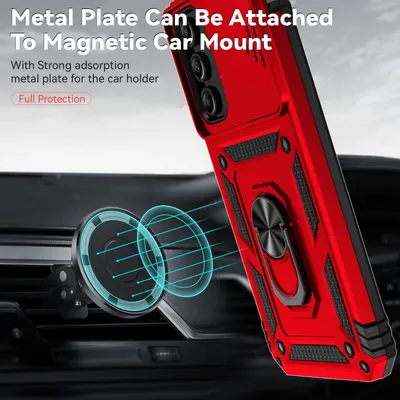 Demonstrates that the phone case is compatible with magnetic car mounts, showing shoppers a key use case for hands-free driving. Highlights the case's magnetic compatibility feature and protective…