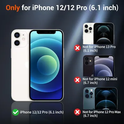 Clarifies which specific iPhone models the product is compatible with (iPhone 12/12 Pro 6.1 inch) and which models it does NOT fit, preventing purchase errors and returns.