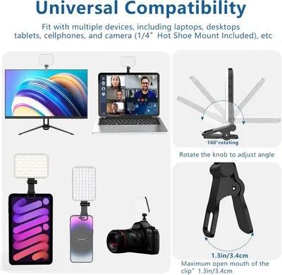 Demonstrates the product's versatility by showing it works with multiple devices including laptops, desktops, tablets, cellphones, and cameras, reassuring shoppers of its broad compatibility.…