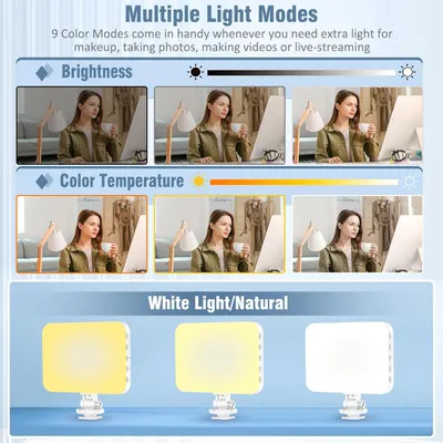 Demonstrates the product's versatile lighting capabilities with adjustable brightness levels, color temperature options, and multiple color modes to reassure shoppers that the light can be…