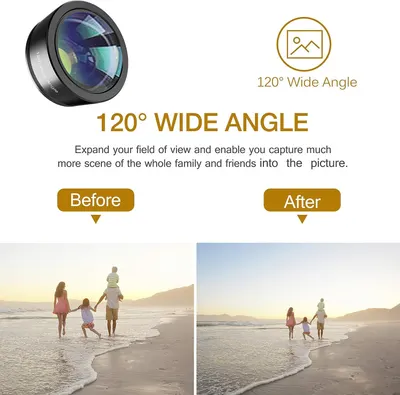 Demonstrates the expanded field of view provided by the 120° wide angle lens, showing how it captures more of the scene compared to a standard lens. Highlights the specific 120-degree wide angle…