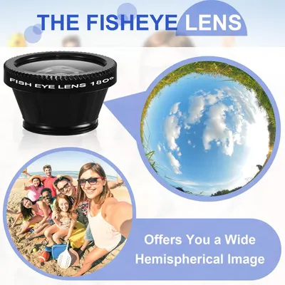 Demonstrates the fisheye lens's ability to capture ultra-wide, hemispherical images, showing shoppers the creative photography effect they can achieve with this product.