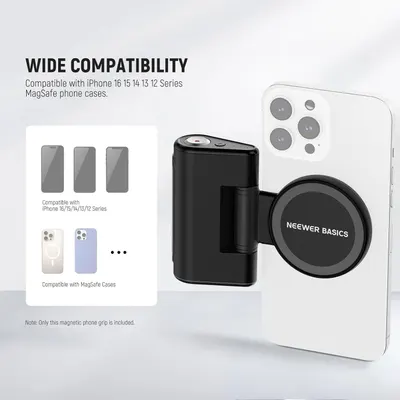 Demonstrates the product's compatibility with multiple iPhone models (16, 15, 14, 13, 12 Series) and MagSafe cases to reassure shoppers it will work with their device.