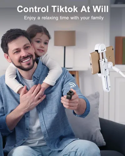 Demonstrates the product's wireless remote control capability, allowing users to control their phone/camera remotely for hands-free content creation and family time.