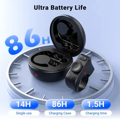 Communicates the exceptional battery performance with specific quantifiable metrics: 86 hours total battery life with charging case, 14 hours single use, and 1.5 hours charging time to reassure…