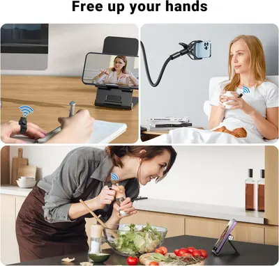 Demonstrates the product's versatility across multiple real-world scenarios (video calls, bedside viewing, cooking) to show shoppers how the hands-free phone holder can be used throughout their…