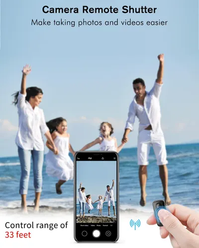 Communicates the wireless range capability of the camera remote shutter to reassure shoppers they can take photos from a distance. Demonstrates how the remote shutter makes taking family photos and…