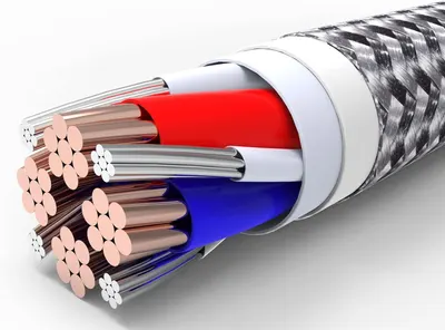 This image breaks down the internal structure of the cable to show shoppers the quality construction, multiple protective layers, and copper conductor strands, reassuring them of durability and…