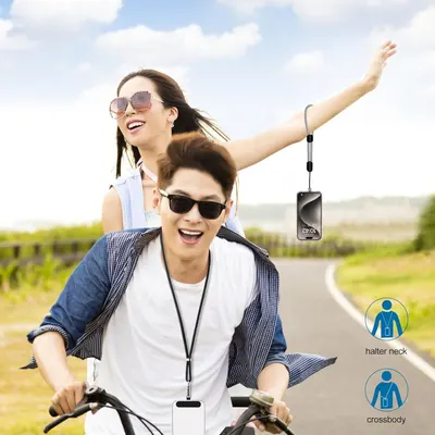 Demonstrates the product in a real-world outdoor lifestyle context to show how it can be used during active recreational activities like biking.