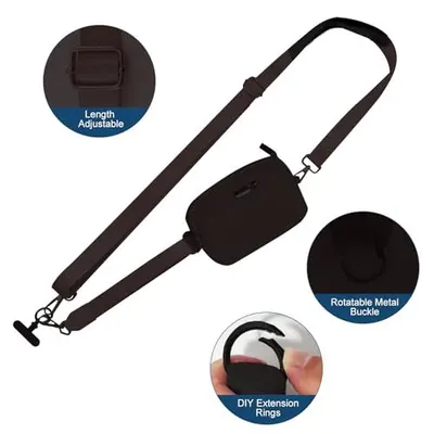 Highlights three distinct functional features of the strap (adjustability, rotating buckle, and extension rings) to communicate versatility and customization options to shoppers.