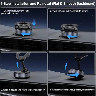 Provides clear step-by-step instructions showing shoppers exactly how to install and remove the dashboard mount, reassuring them that setup is simple and straightforward.