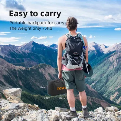 Communicates the product's portability by showing its light weight (7.4lb) and compact folded dimensions (40cm x 19cm x 13cm), reassuring shoppers it's easy to carry and travel-friendly. Highlights…