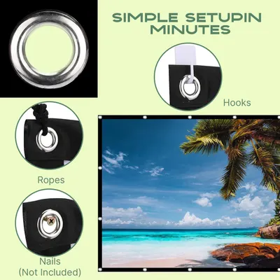 Demonstrates the simple setup process for the product, showing three different installation methods (hooks, ropes, nails) to reassure shoppers that it can be installed quickly in minutes.