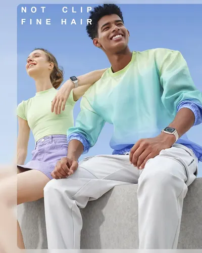 Communicates that the watch band is designed to be gentle and not catch or pull fine hair, addressing a common pain point for watch wearers.